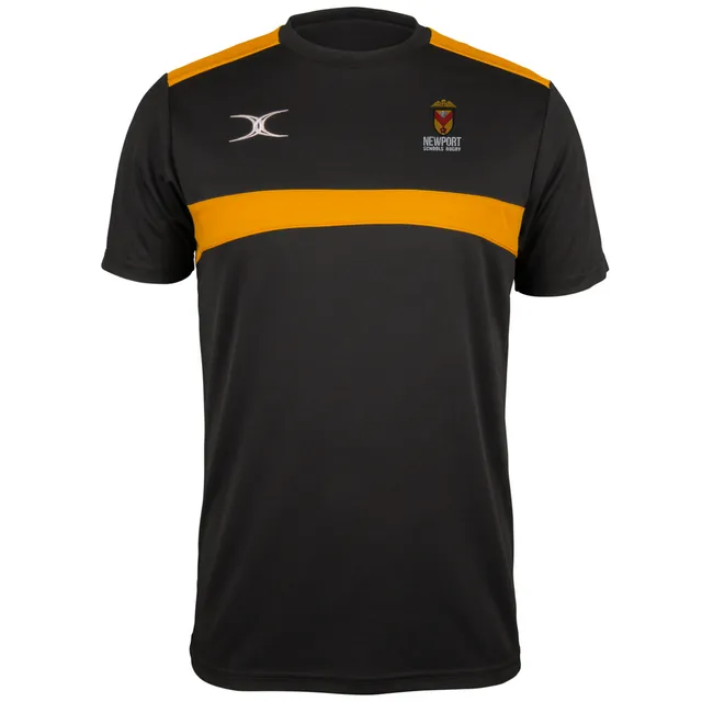 gilbert-rugby-newport-schools-rugby-senior-photon-t-shirt-uomo-nero-oro image 1