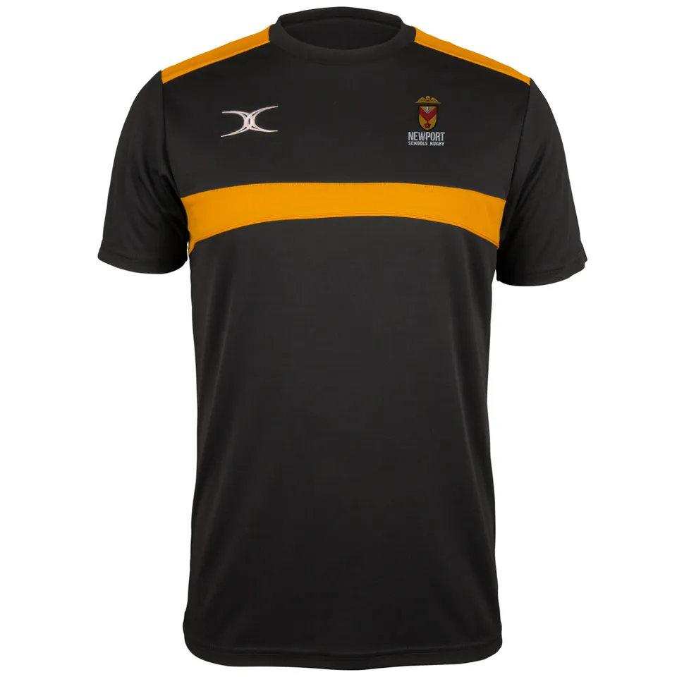 gilbert-rugby-newport-schools-rugby-senior-photon-t-shirt-uomo-nero-oro image 1