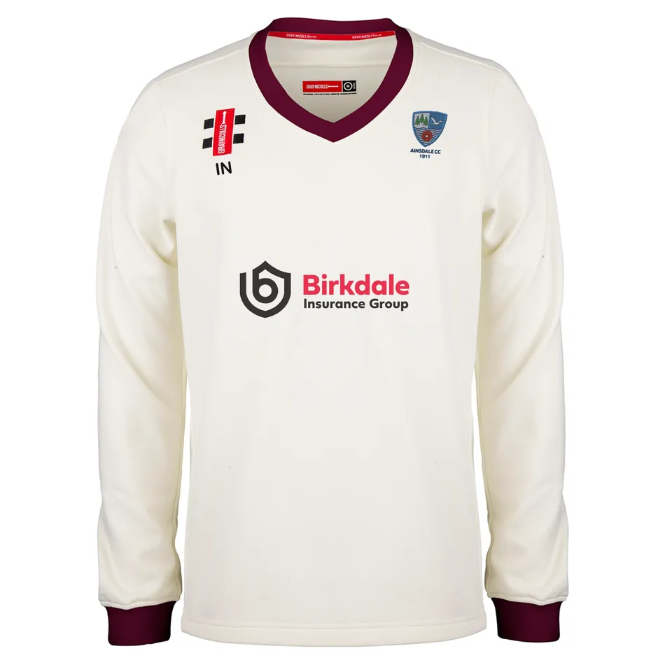 gray-nicolls-pro-performance-maglione-match-ainsdale-cc-senior-avorio-bordeaux image 1