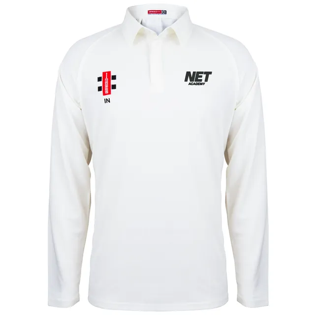 gray-nicolls-net-academy-junior-camicia-cricket-matrix-v2-manica-lunga-avorio image 1