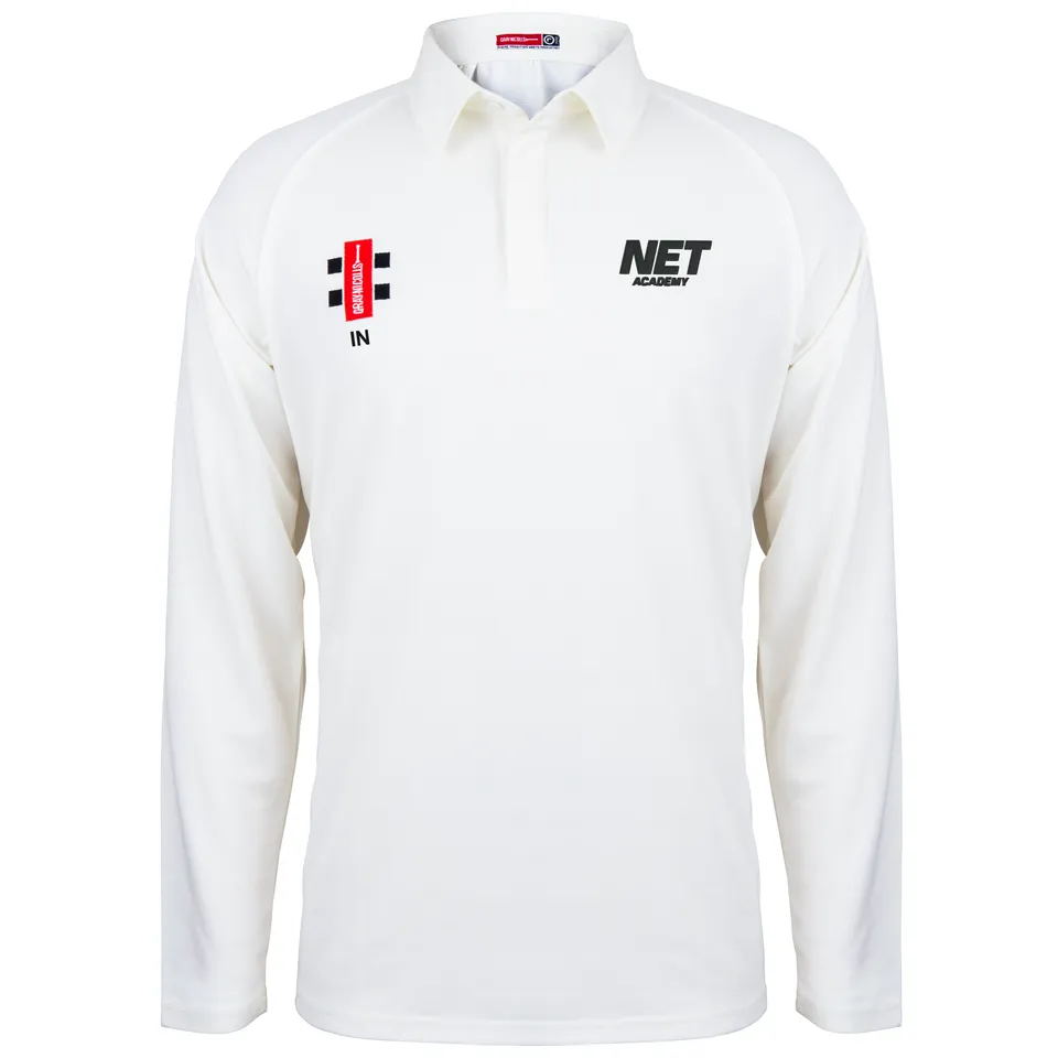 gray-nicolls-net-academy-junior-camicia-cricket-matrix-v2-manica-lunga-avorio image 1
