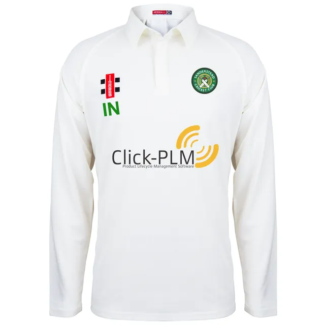 gray-nicolls-sanderstead-cc-junior-matrix-v2-camicia-cricket-manica-lunga-avorio image 1