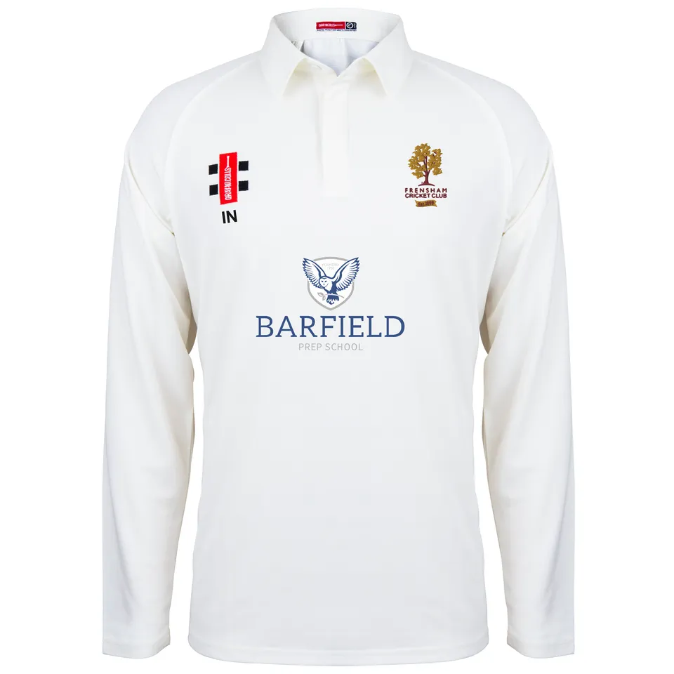 gray-nicolls-matrix-v2-camicia-cricket-manica-lunga-frensham-cc-ivory-senior-jun image 1