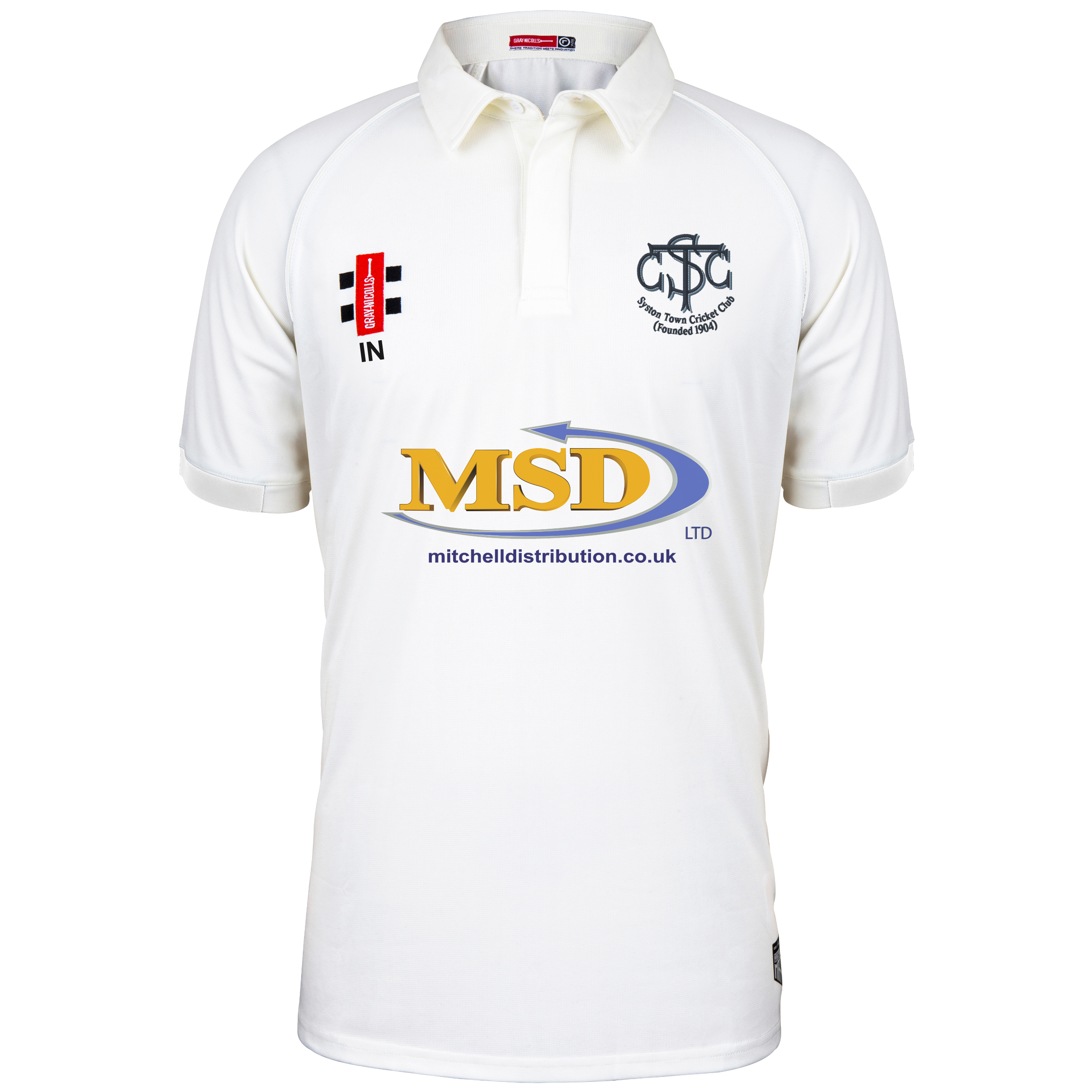 gray-nicolls-syston-town-cc-junior-matrix-v2-maglia-cricket-manica-corta-avorio image 1