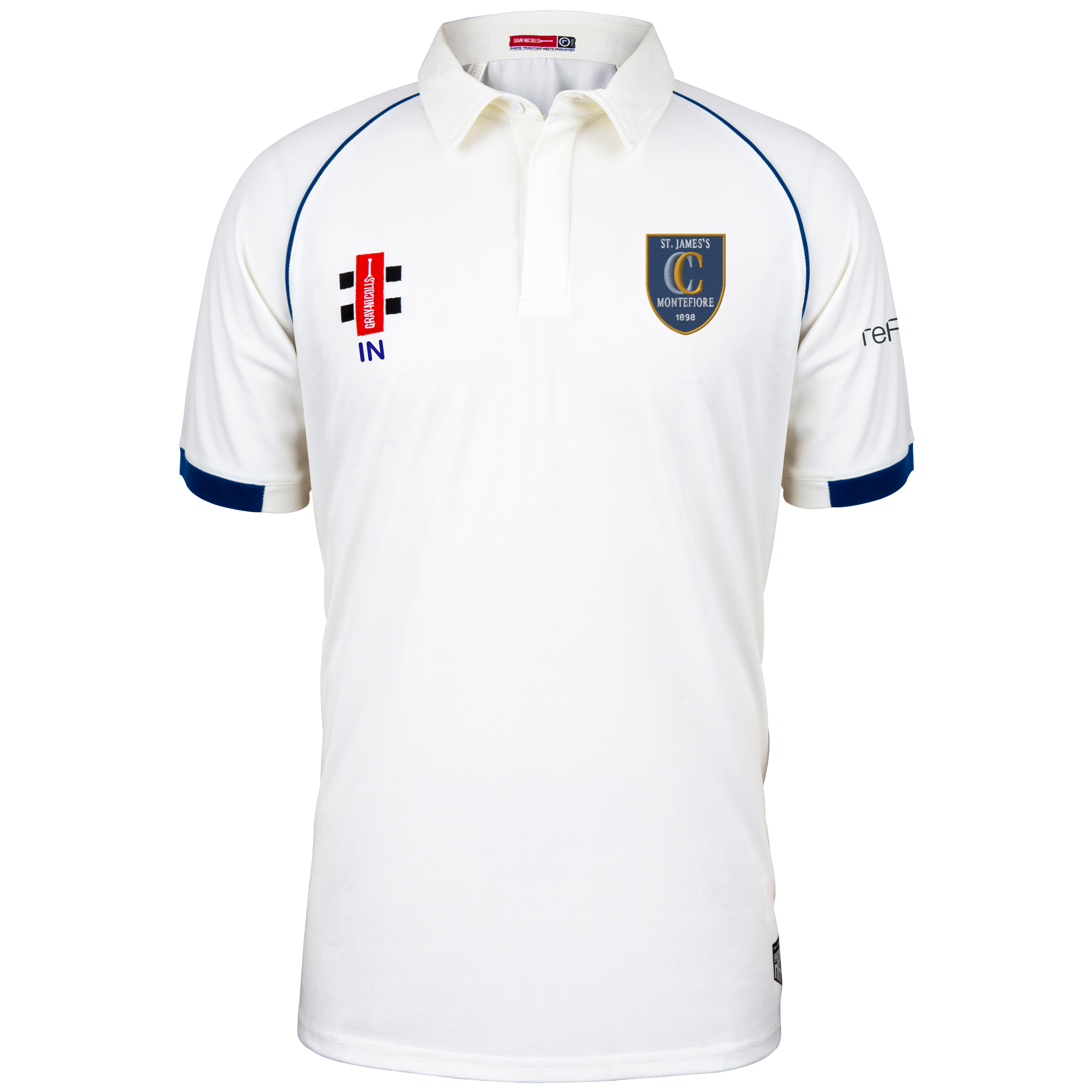 gray-nicolls-st-james-montefiore-junior-maglia-matrix-v2-manica-corta-avorio-nav image 1