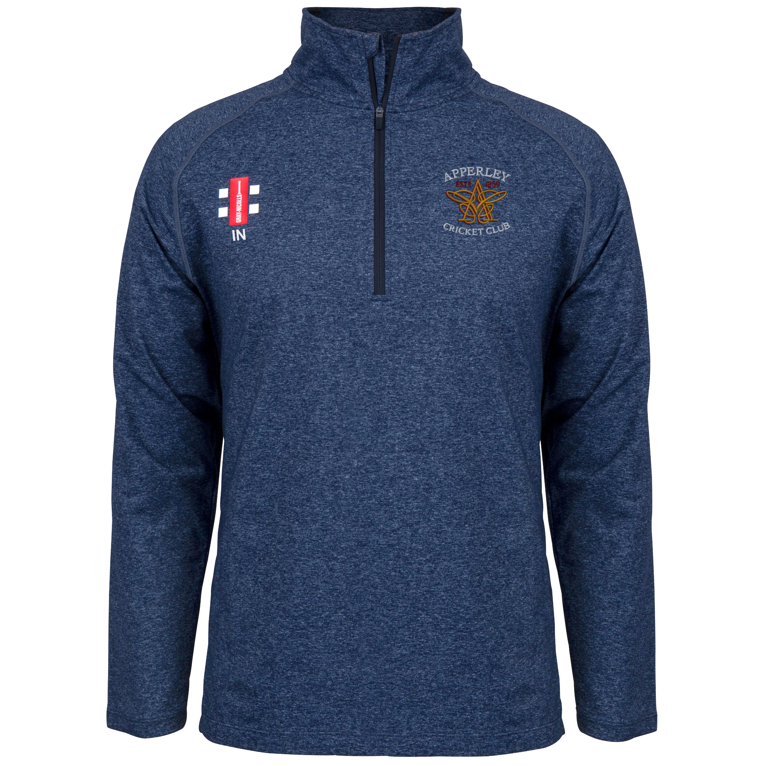 gray-nicolls-apperley-cc-junior-velocity-mid-layer-navy-mezza-zip image 1