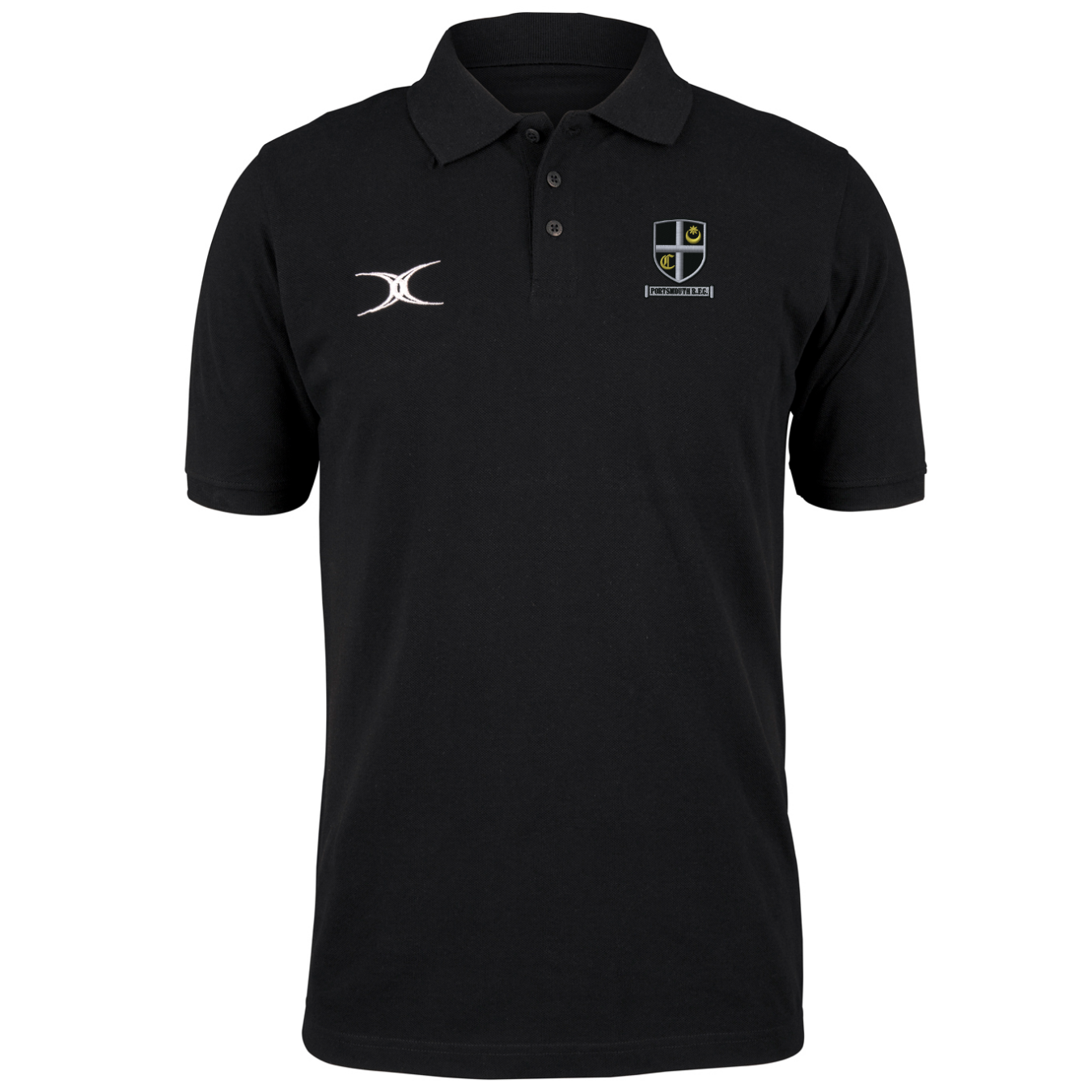gilbert-rugby-portsmouth-rfc-junior-quest-polo-nera-bambino image 1