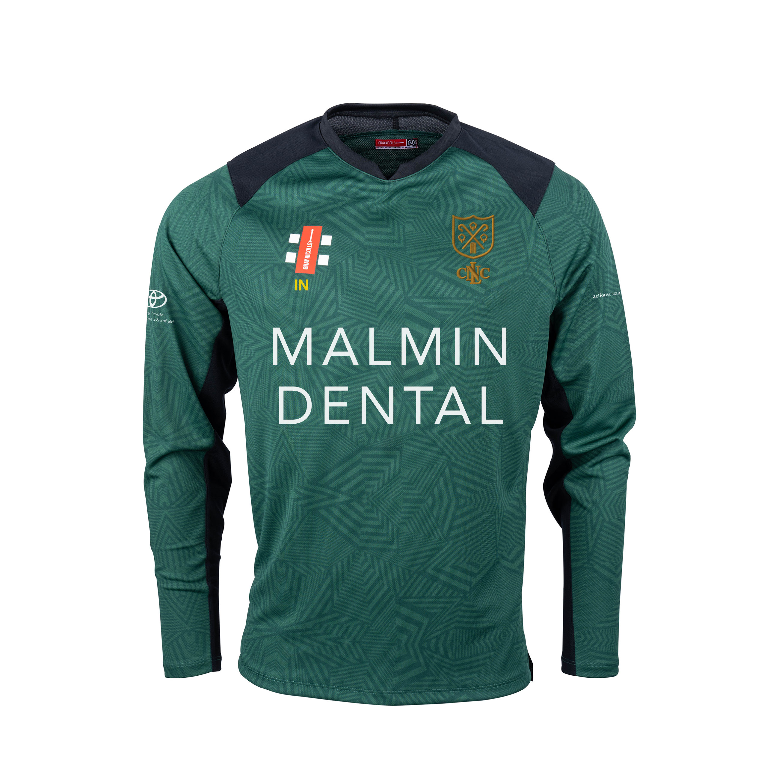 gray-nicolls-pro-t20-maglia-cricket-l-s-senior-north-london-cc-verde-nero image 1