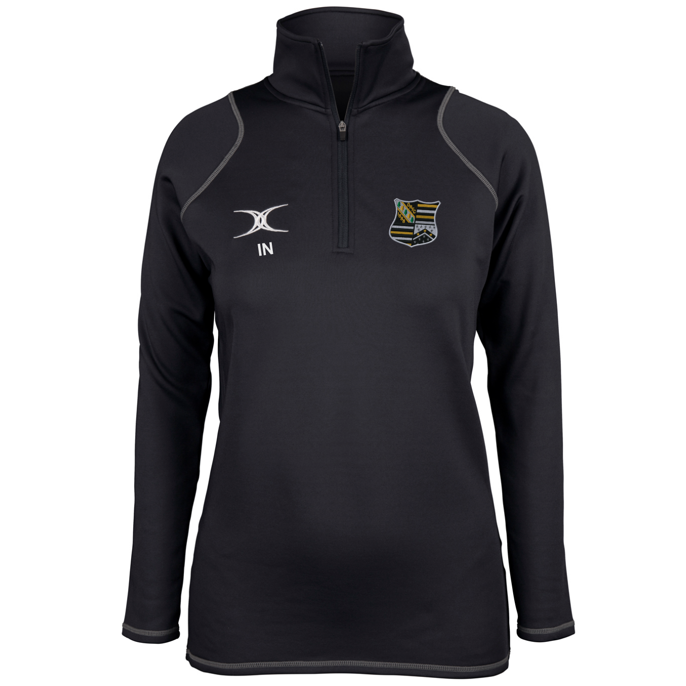 gilbert-rugby-oadby-wyggestonians-rfc-quest-pile-donna-1-4-zip-nero image 1