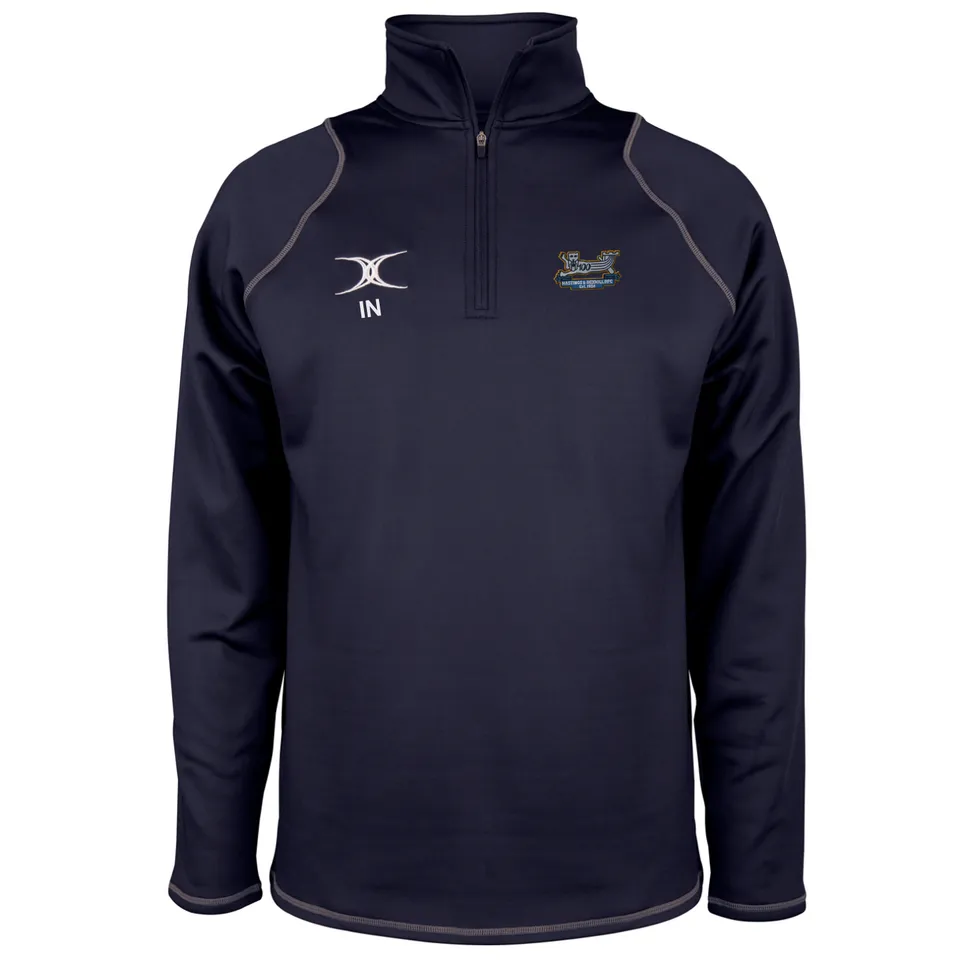 gilbert-rugby-quest-pile-1-4-zip-hastings-bexhill-rfc-adulto-blu-navy image 1