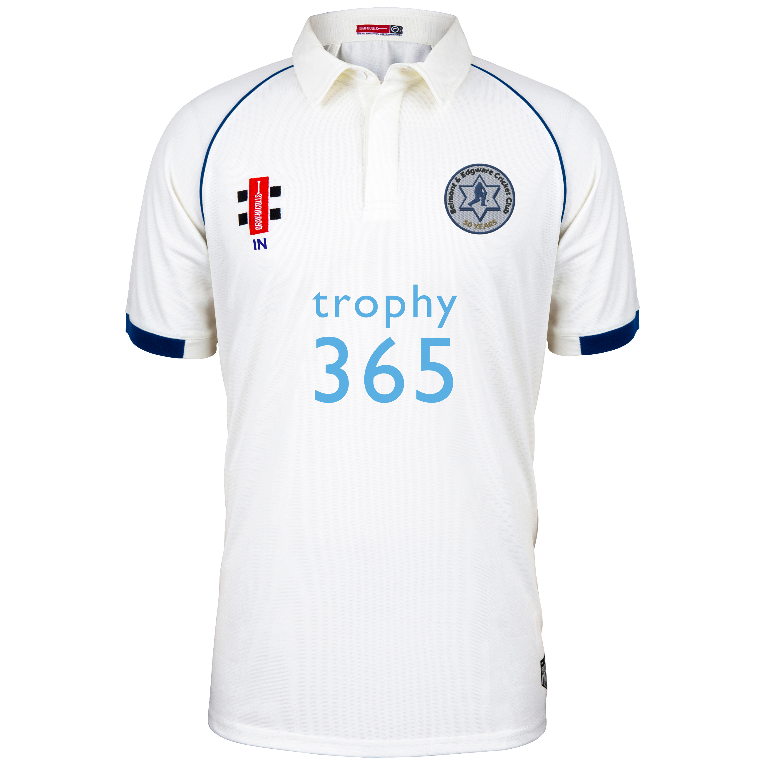 gray-nicolls-matrix-v2-maglia-cricket-junior-belmont-edgware-cc-avorio-navy-mani image 1