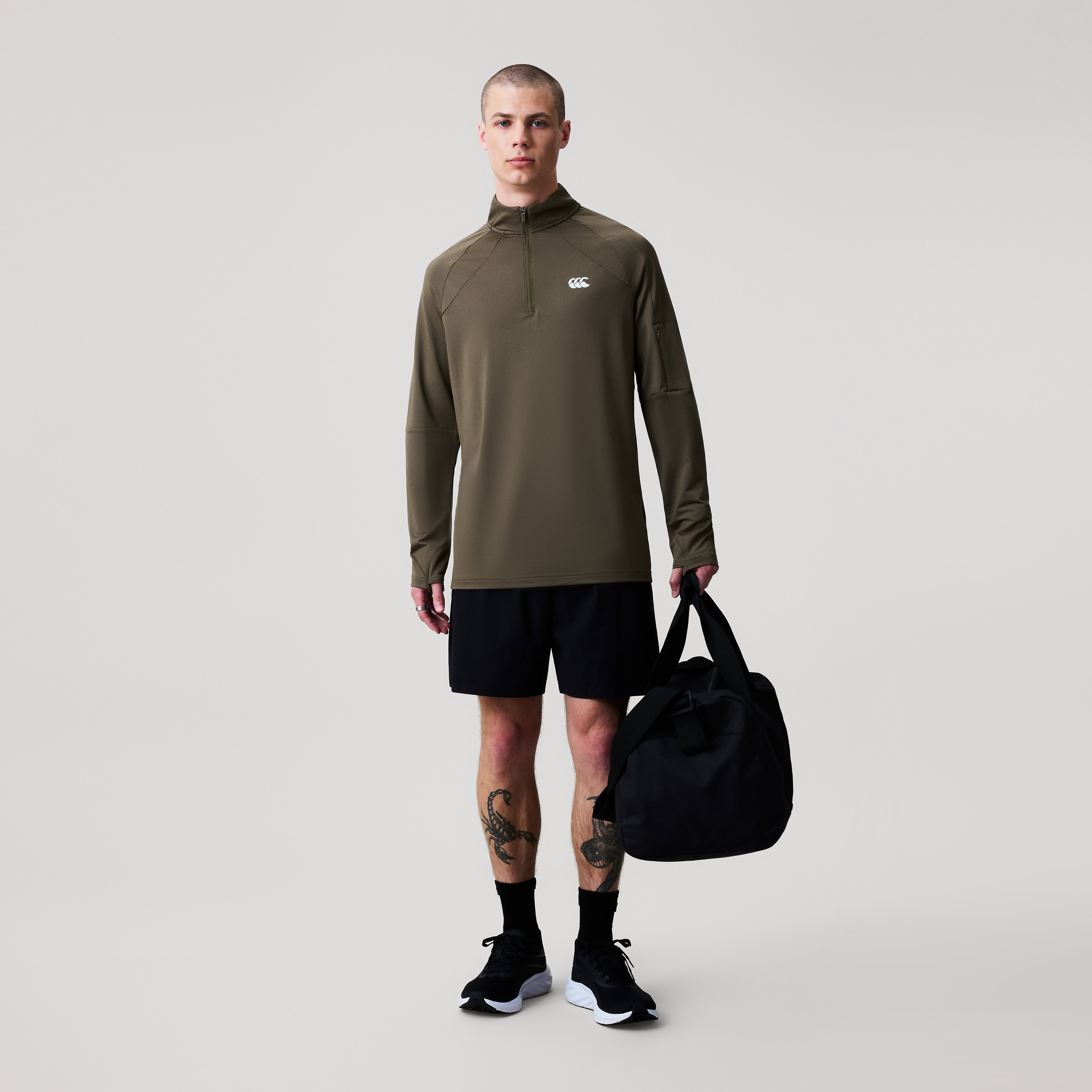 canterbury-tempo-felpa-1-4-zip-uomo-verde-performance image 2