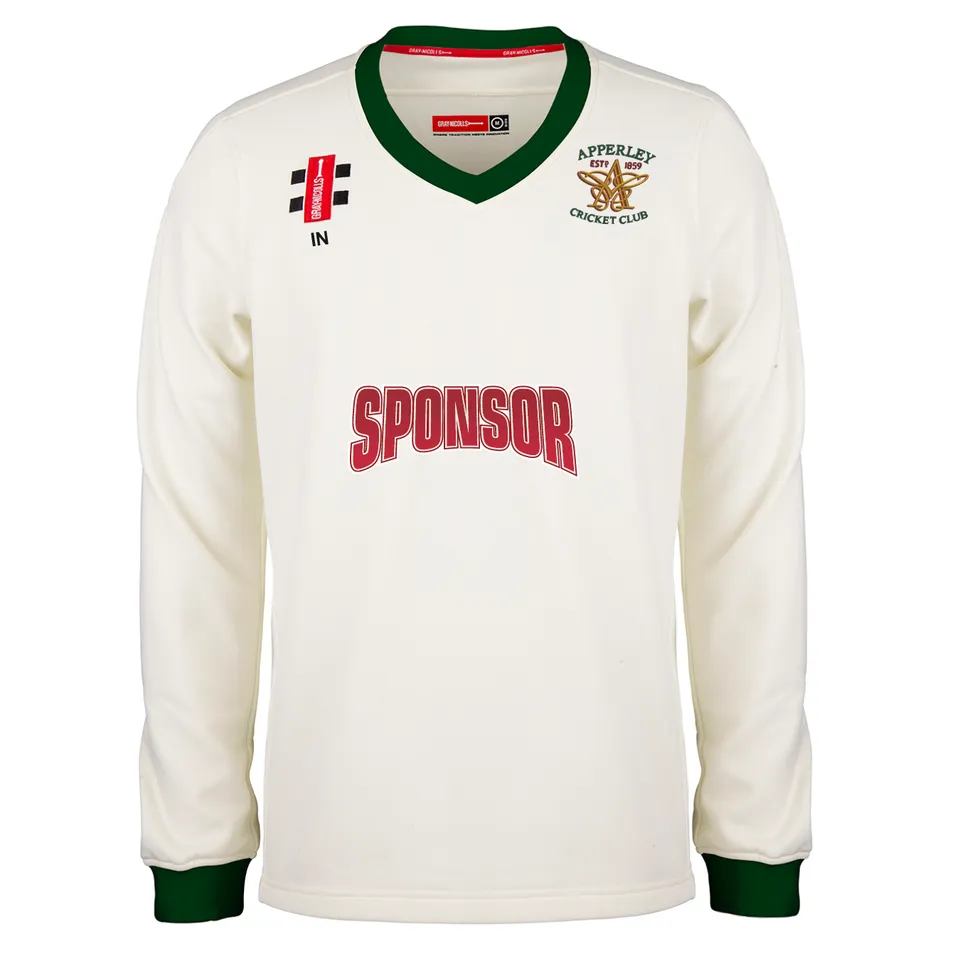 gray-nicolls-pro-performance-maglione-match-cricket-senior-avorio-verde-apperley image 1