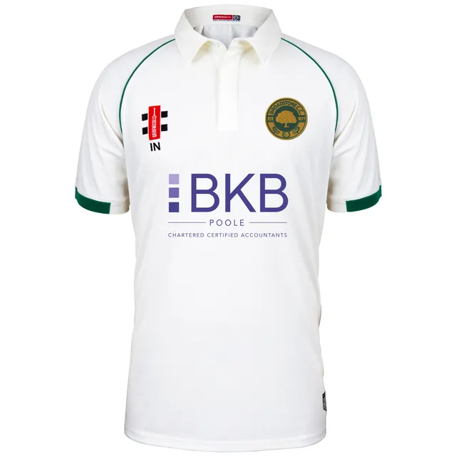 gray-nicolls-matrix-v2-maglia-cricket-s-s-senior-broadstone-cc-ivory-green image 1