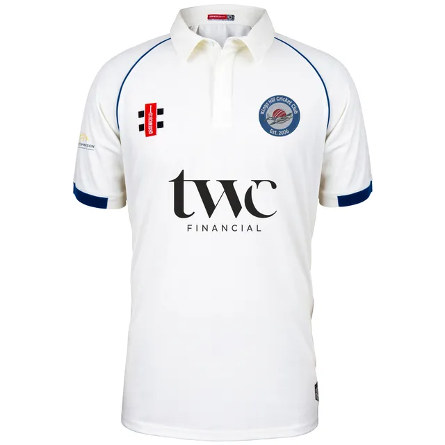 gray-nicolls-kings-hill-cc-senior-maglia-match-matrix-v2-manica-corta-avorio-nav image 1