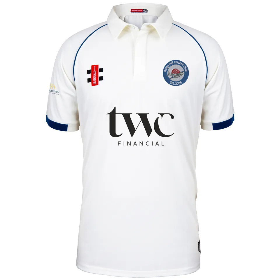 gray-nicolls-kings-hill-cc-senior-maglia-match-matrix-v2-manica-corta-avorio-nav image 1