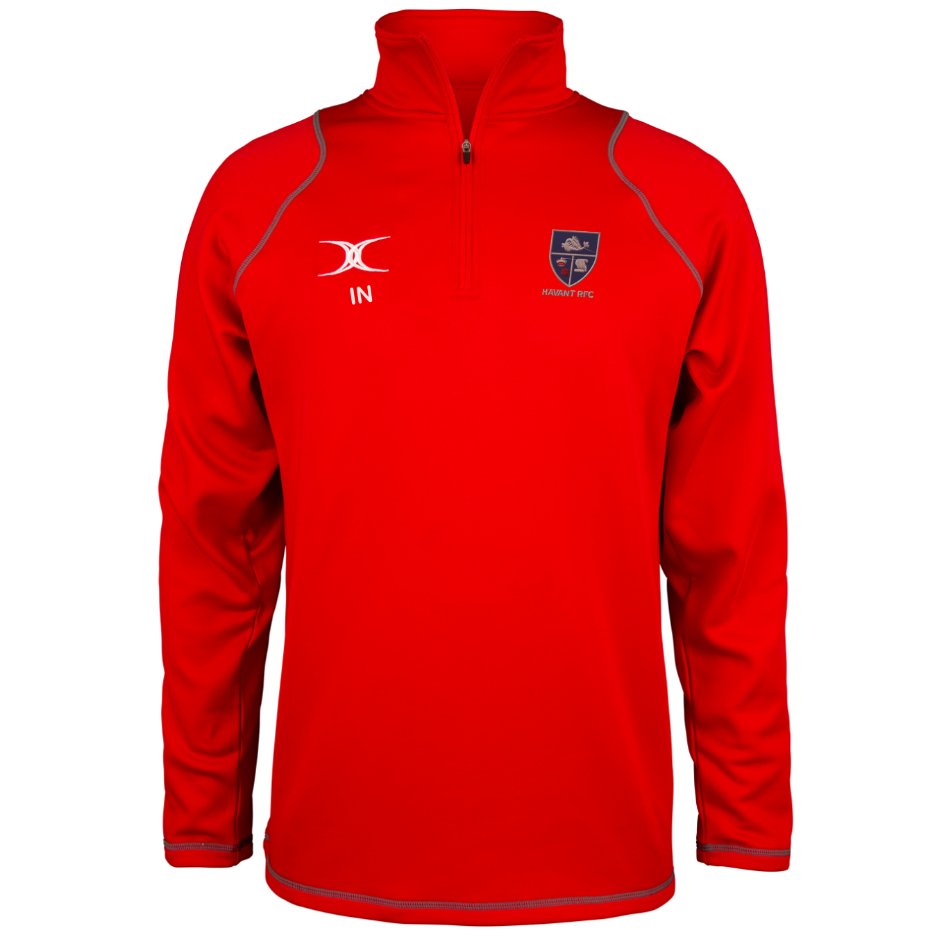 gilbert-rugby-havant-rfc-quest-pile-uomo-1-4-zip-rosso-senior image 1
