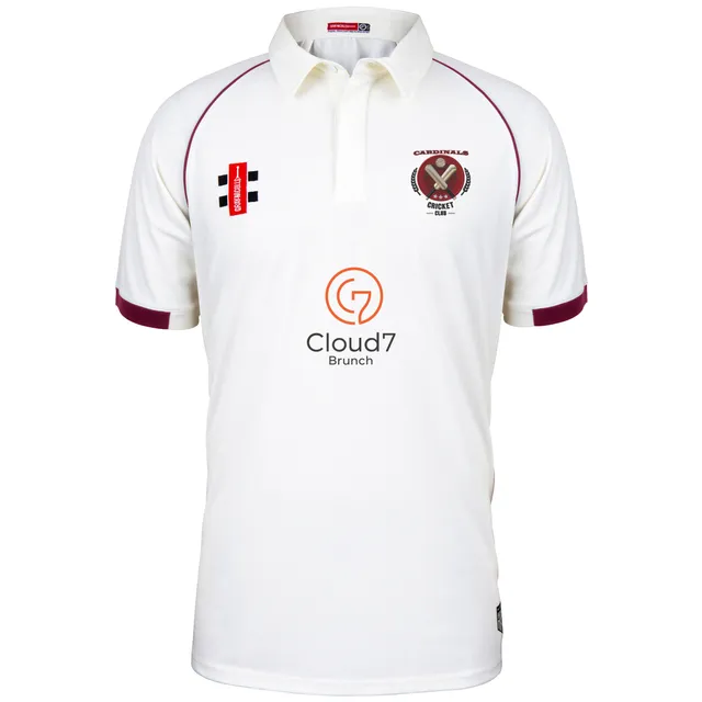 gray-nicolls-crs-cardinals-cc-senior-matrix-v2-maglia-cricket-s-s-ivory-maroon image 1