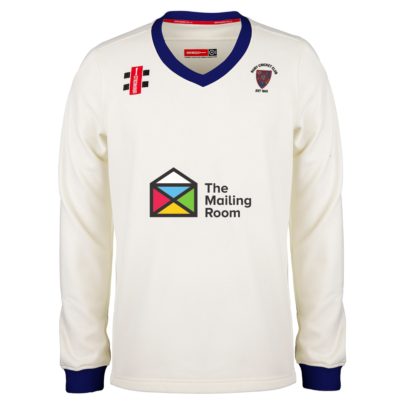 gray-nicolls-bury-cc-junior-pro-performance-maglione-match-avorio-blu-navy image 1
