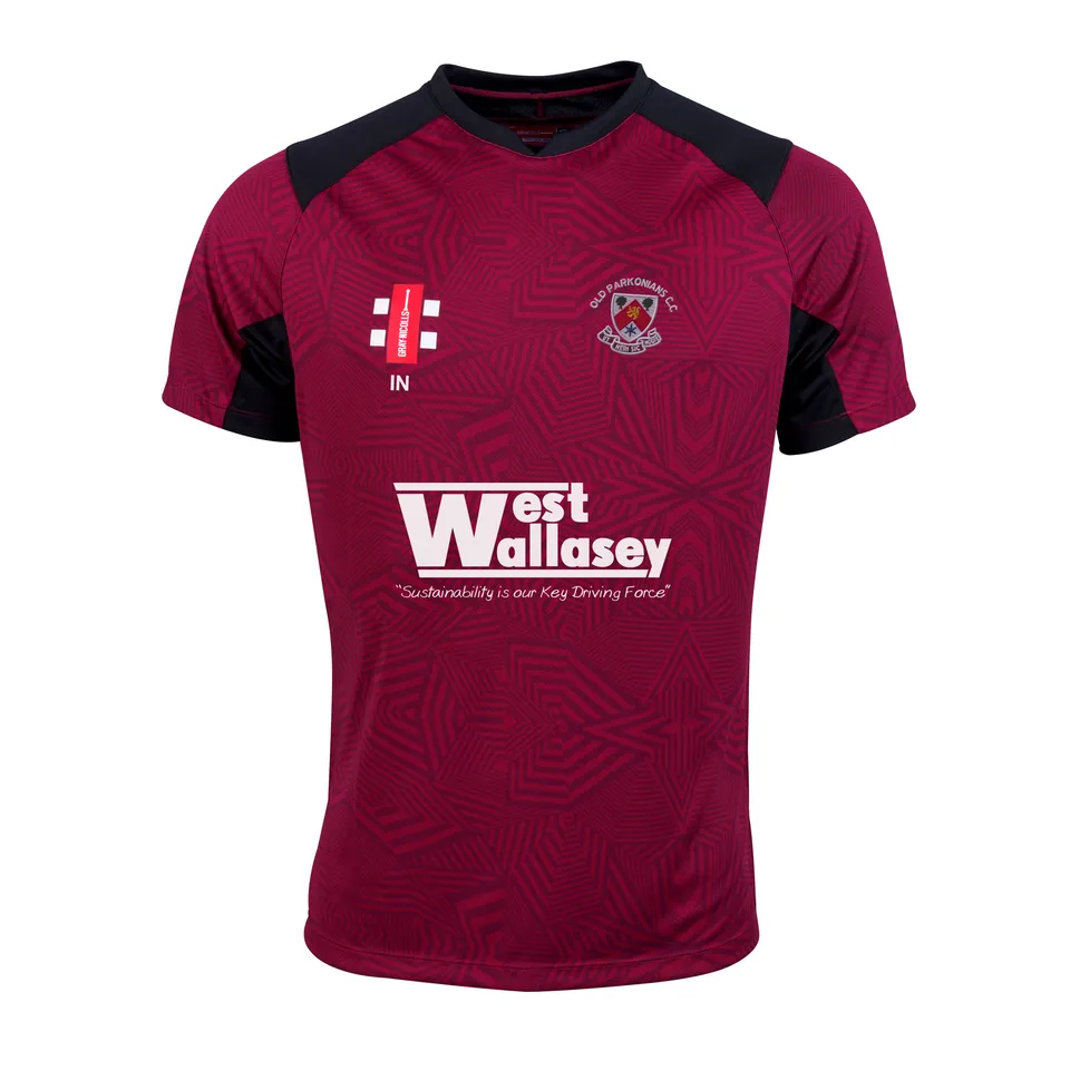 gray-nicolls-pro-performance-v2-maglia-t20-s-s-senior-maroon-black-old-parkonian image 1