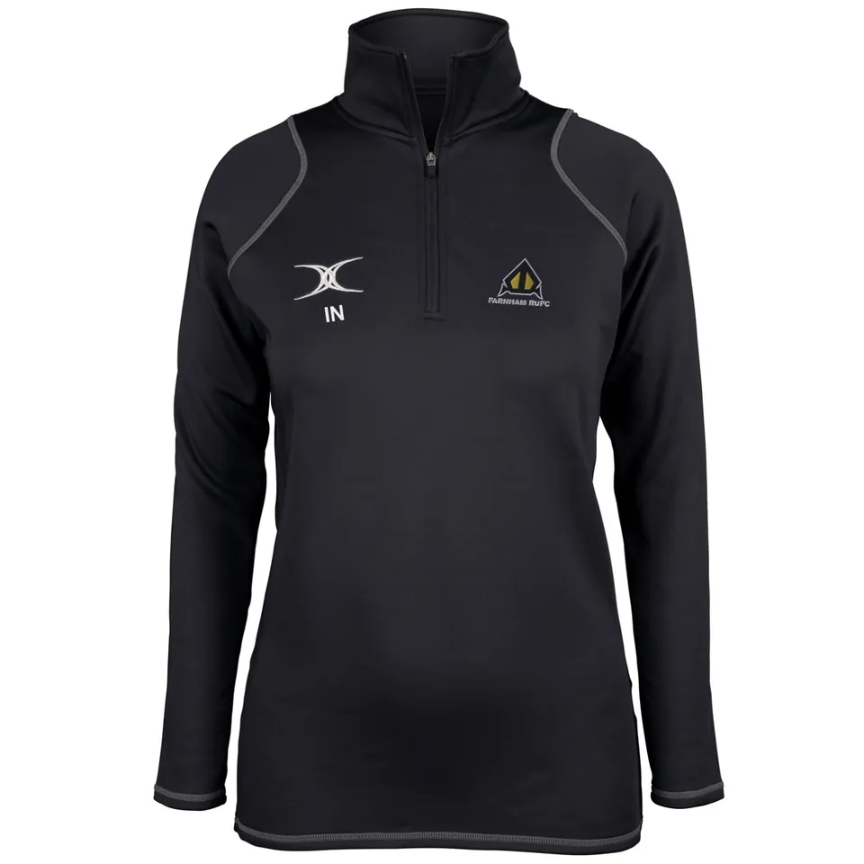 gilbert-rugby-farnham-rufc-quest-pile-donna-1-4-zip-nero image 1
