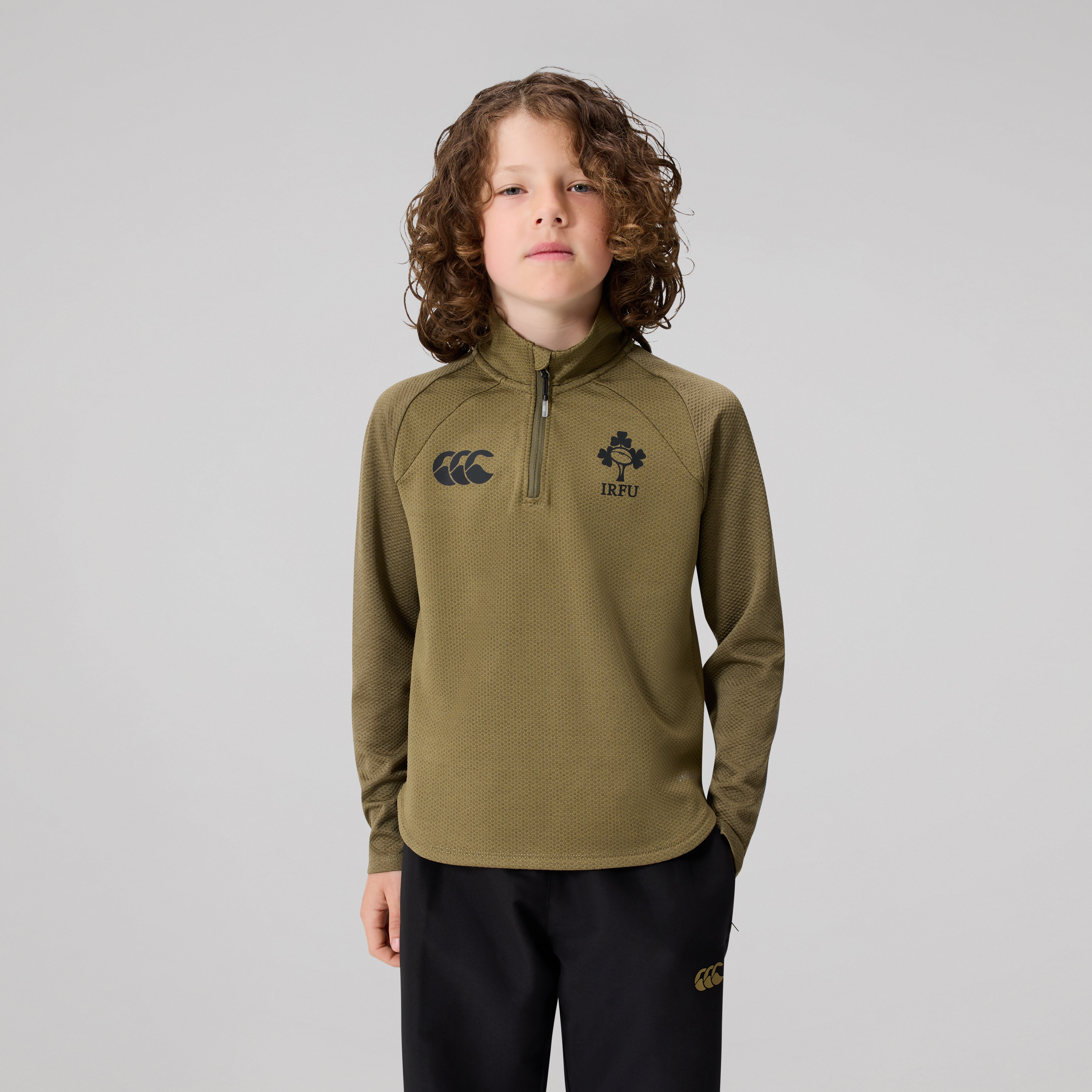 canterbury-ireland-elite-1st-layer-junior-unisex-midlayer-termico-khaki image 1
