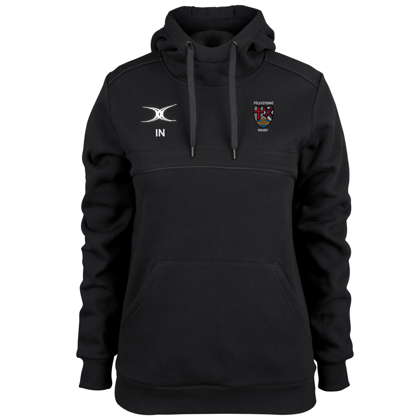 gilbert-rugby-felixstowe-rfc-felpa-hoodie-photon-donna-nero image 1