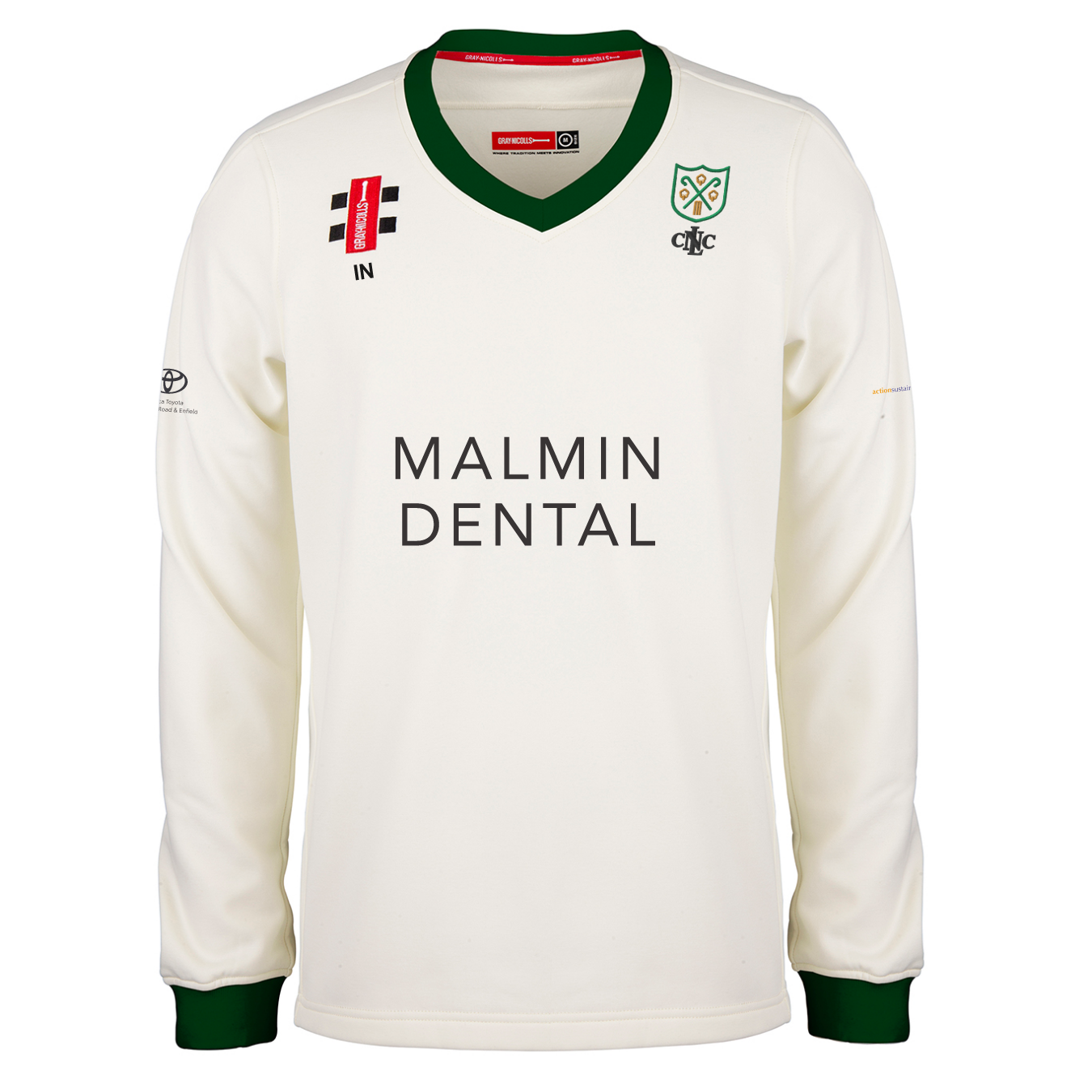 gray-nicolls-north-london-cc-adult-pro-performance-sweater-ivory-green-match image 1