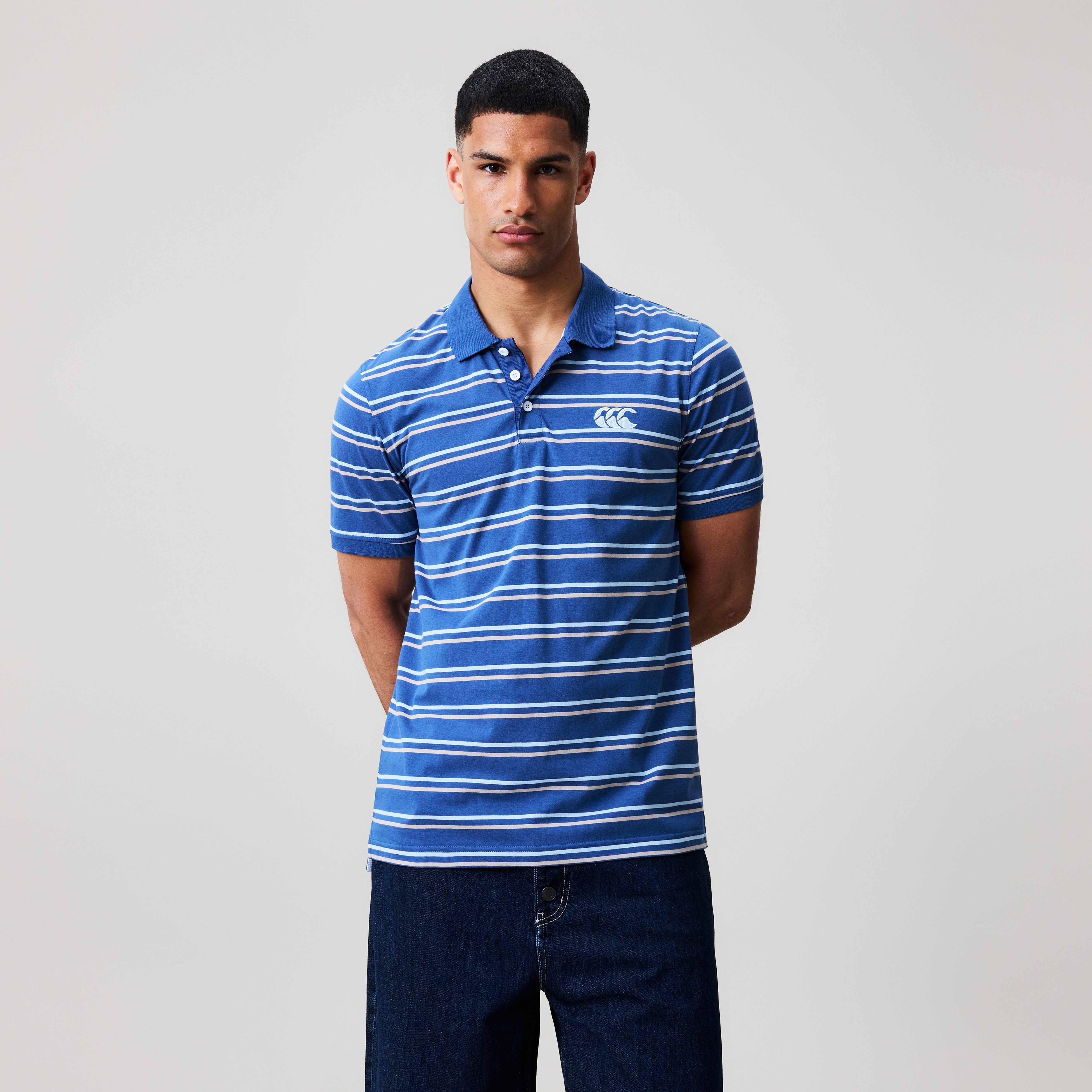 canterbury-club-yarn-dye-stripe-polo-uomo-nera-manica-corta image 1