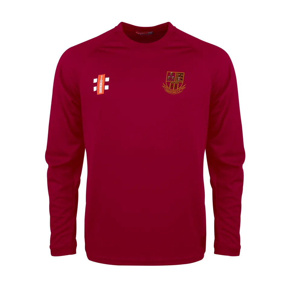 gray-nicolls-matrix-v2-t-shirt-cricket-manica-lunga-senior-bordeaux-winsford-cc image 1
