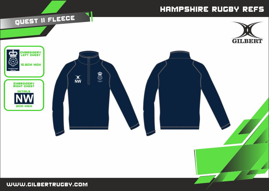 gilbert-rugby-hampshire-referees-quest-zip-fleece-blu-navy-adulto image 2