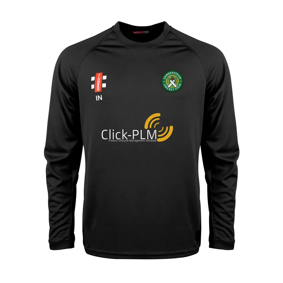 gray-nicolls-matrix-v2-t-shirt-cricket-l-s-sanderstead-cc-senior-nero image 1