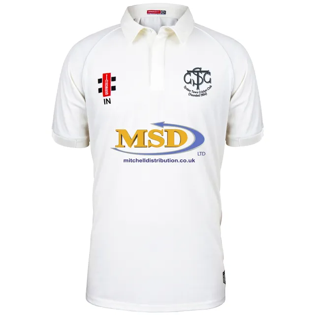 gray-nicolls-syston-town-cc-junior-matrix-v2-maglia-cricket-manica-corta-avorio image 1