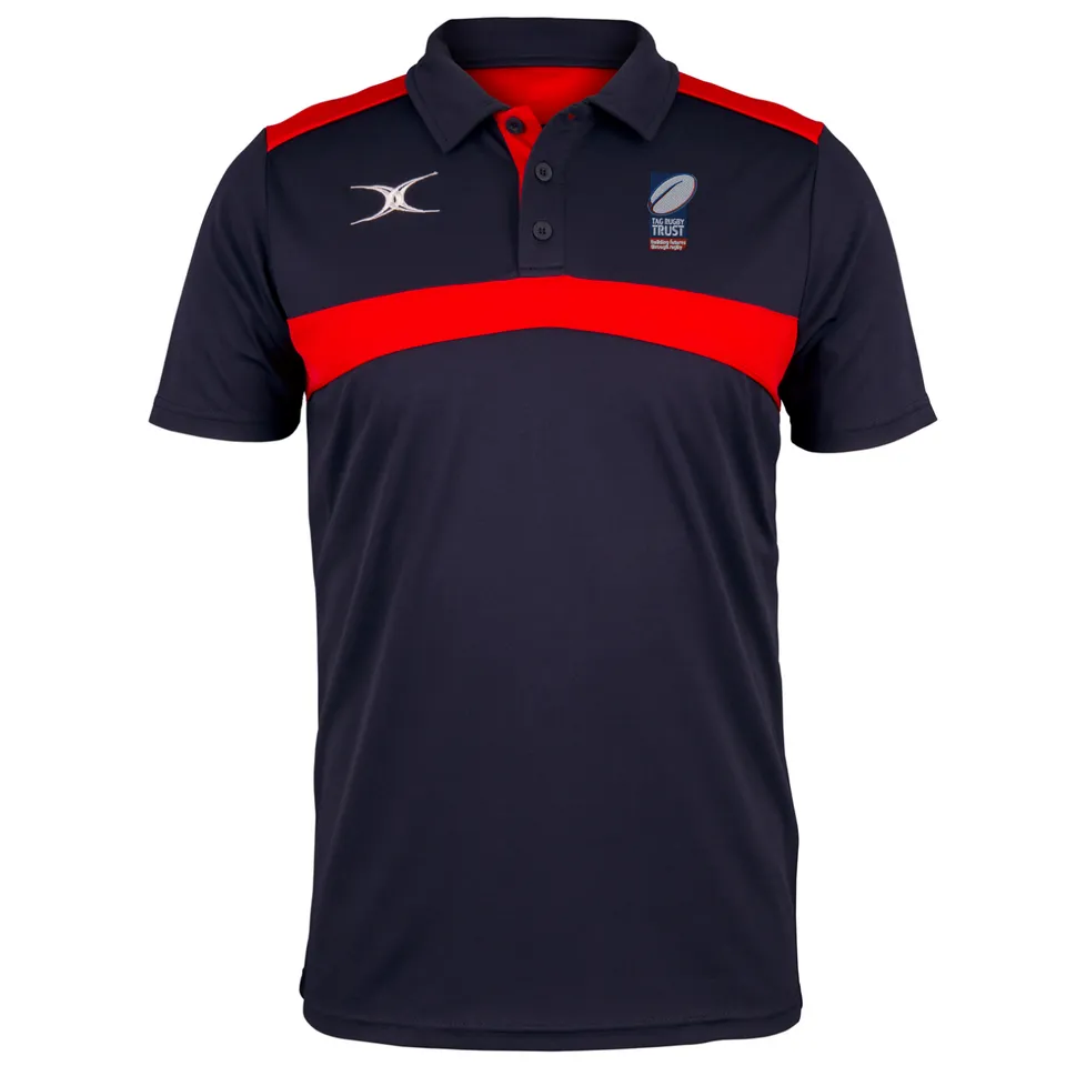 gilbert-rugby-tag-rugby-trust-polo-photon-uomo-senior-blu-navy-rosso image 1