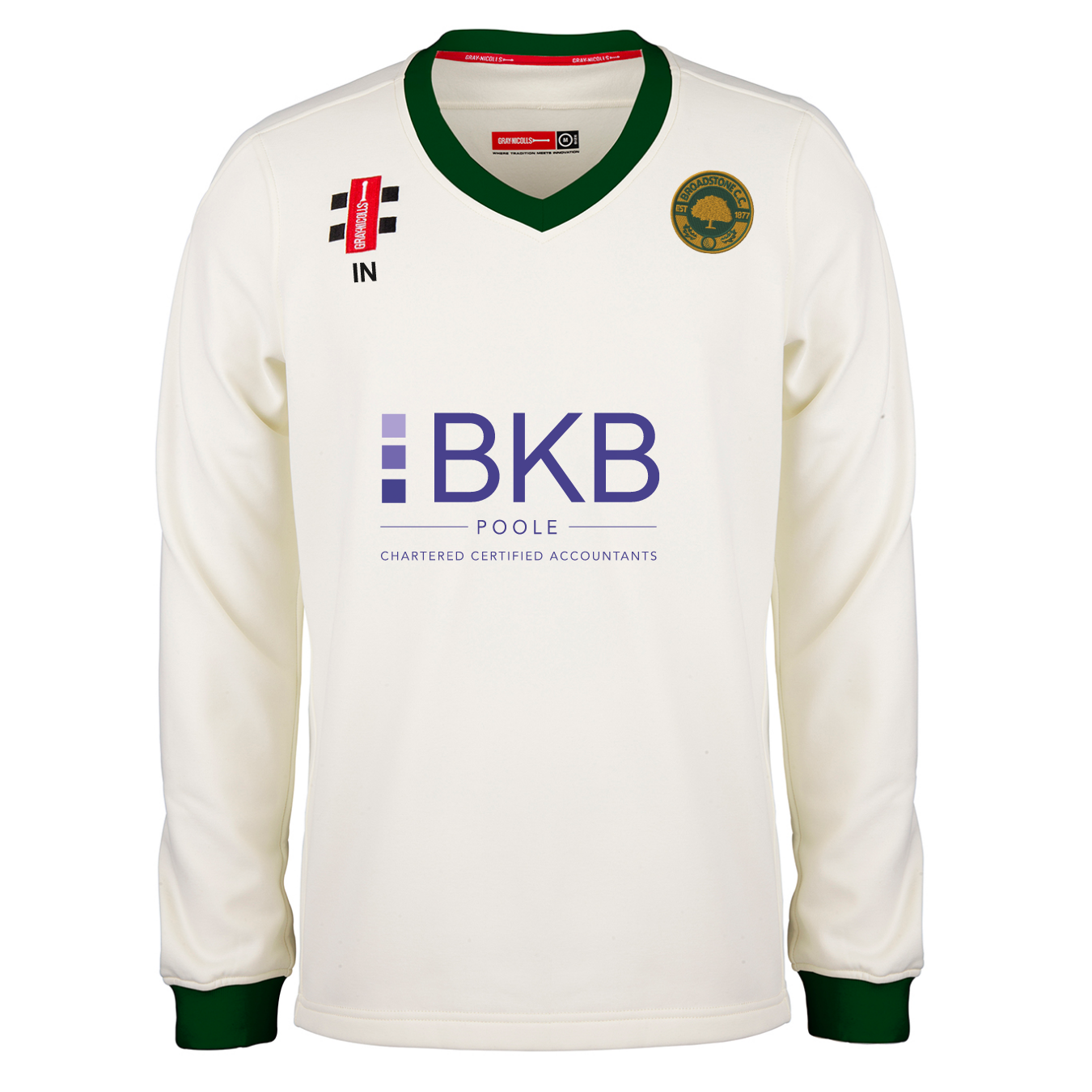 gray-nicolls-broadstone-cc-junior-pro-performance-maglione-da-match-avorio-verde image 1