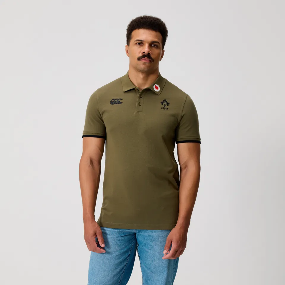 canterbury-mens-ireland-team-polo-shirt-khaki-polo-rugby-irlanda-uomo-cachi image 1