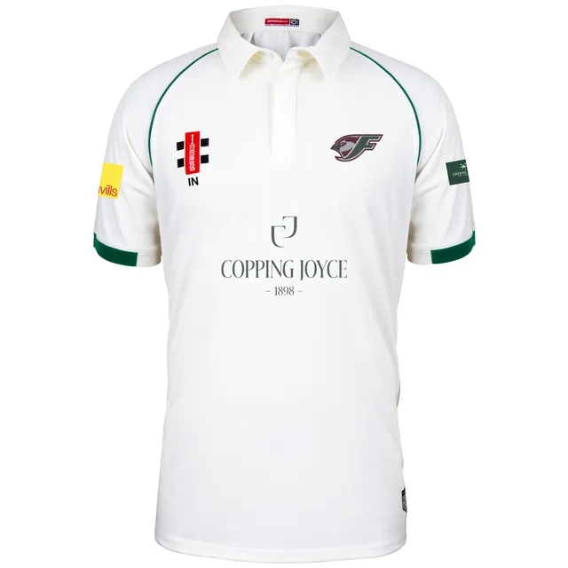 gray-nicolls-finchley-cc-senior-matrix-v2-maglia-gara-manica-corta-avorio-verde image 1