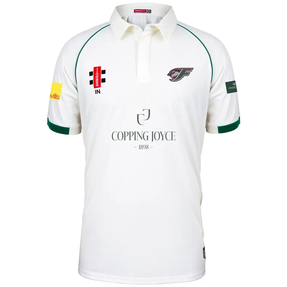gray-nicolls-finchley-cc-senior-matrix-v2-maglia-gara-manica-corta-avorio-verde image 1