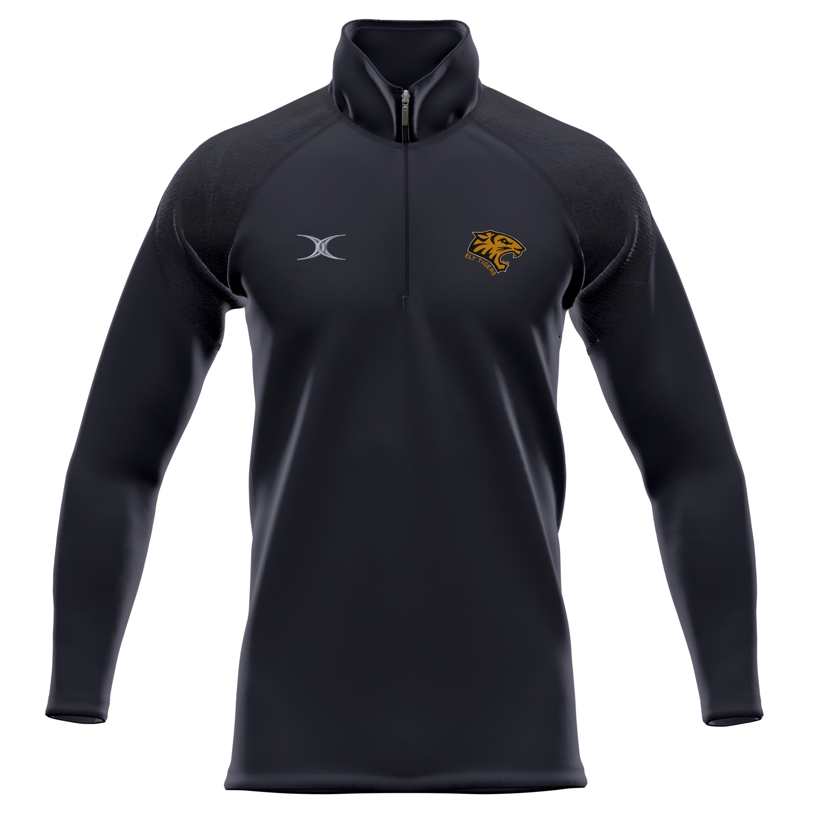 gilbert-rugby-gts-felpa-1-4-zip-senior-ely-tigers-rfc-nero image 1