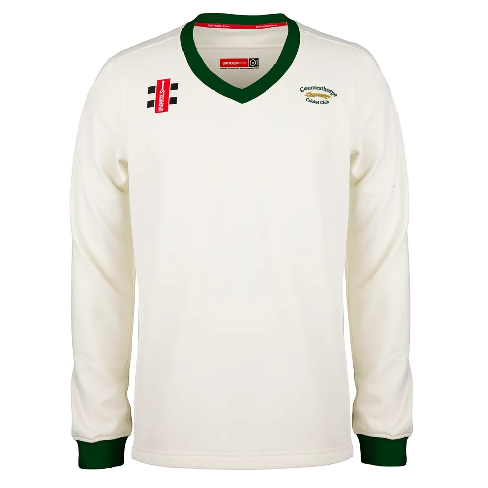 gray-nicolls-countesthorpe-cc-pro-performance-maglione-match-junior-avorio-verde image 1