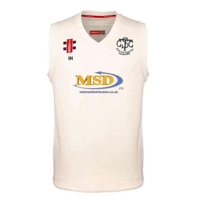 gray-nicolls-pro-performance-slipover-syston-town-cc-junior-gilet-cricket-avorio image 1