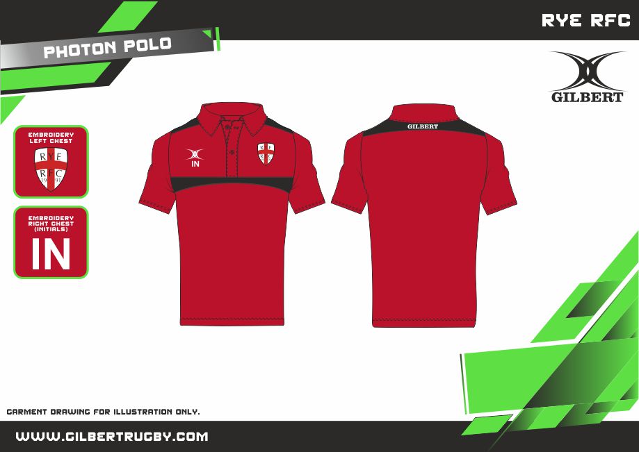 gilbert-rugby-rye-rugby-club-photon-polo-bambino-rosso-nero image 2