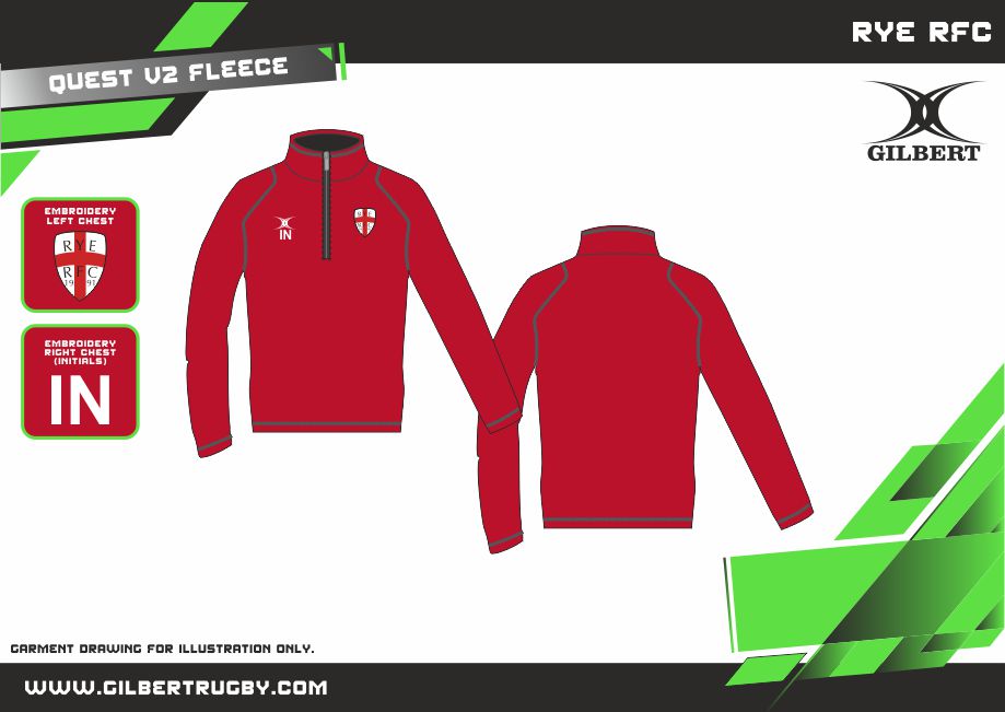 gilbert-rugby-quest-pile-1-4-zip-bambino-rosso-rye-rugby-club image 2