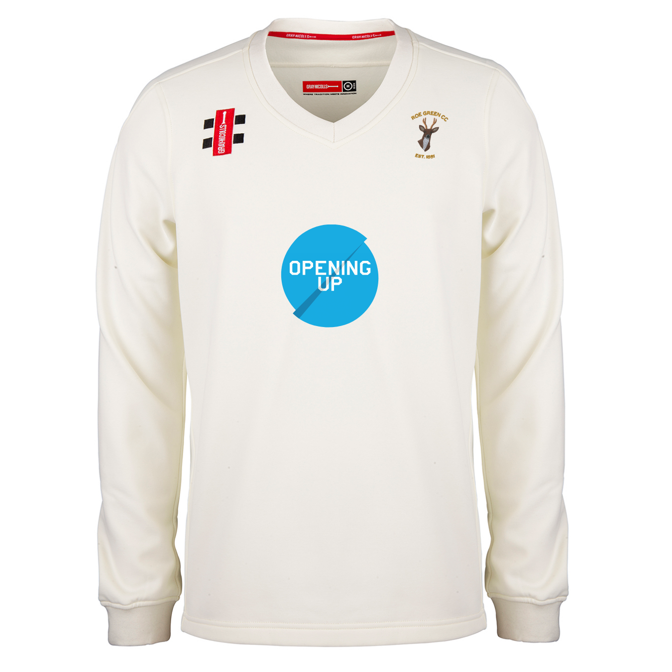 gray-nicolls-roe-green-cricket-club-pro-performance-maglione-match-junior-avorio image 1
