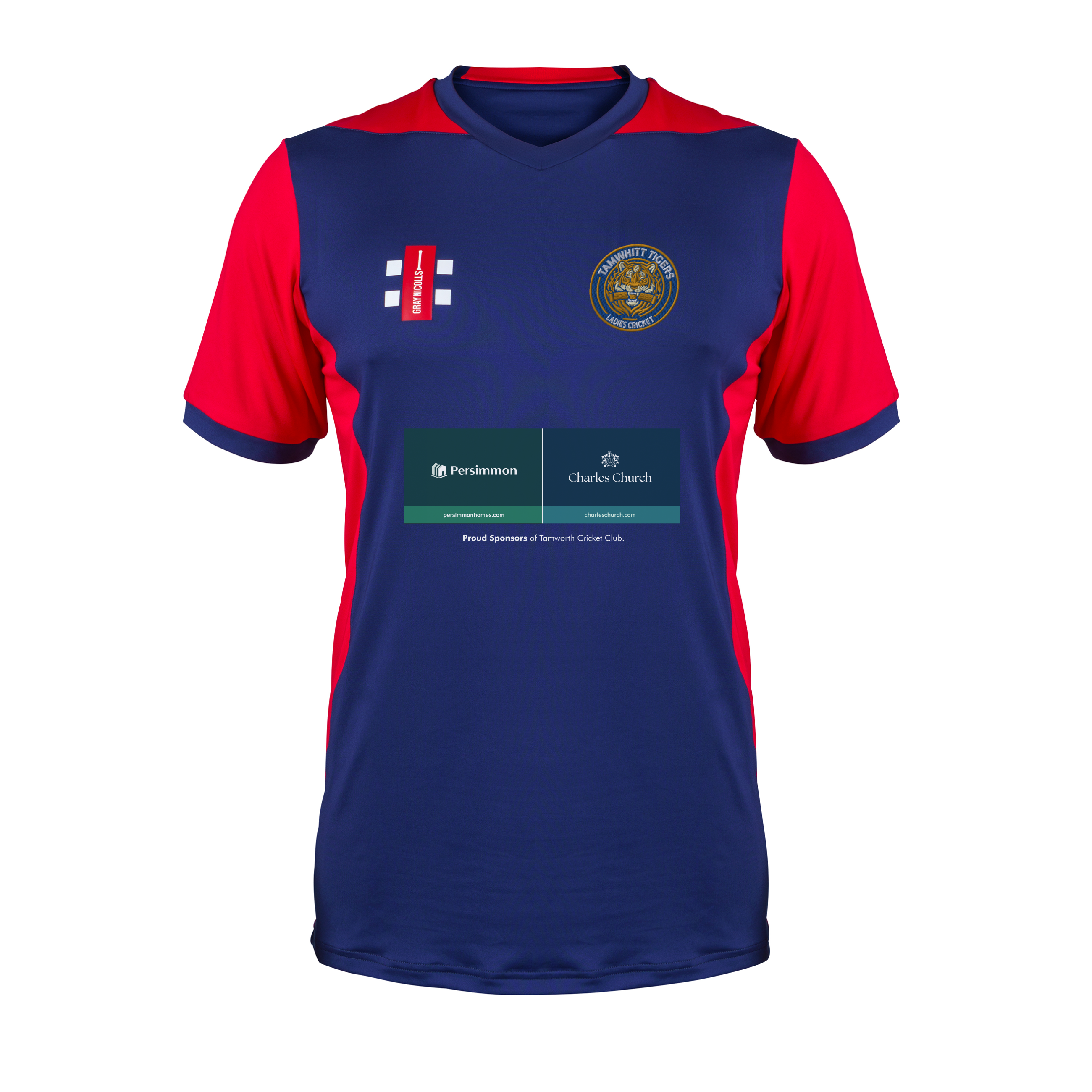 gray-nicolls-tamwhitt-ladies-senior-navy-red-maglia-cricket-t20-a-maniche-corte image 1