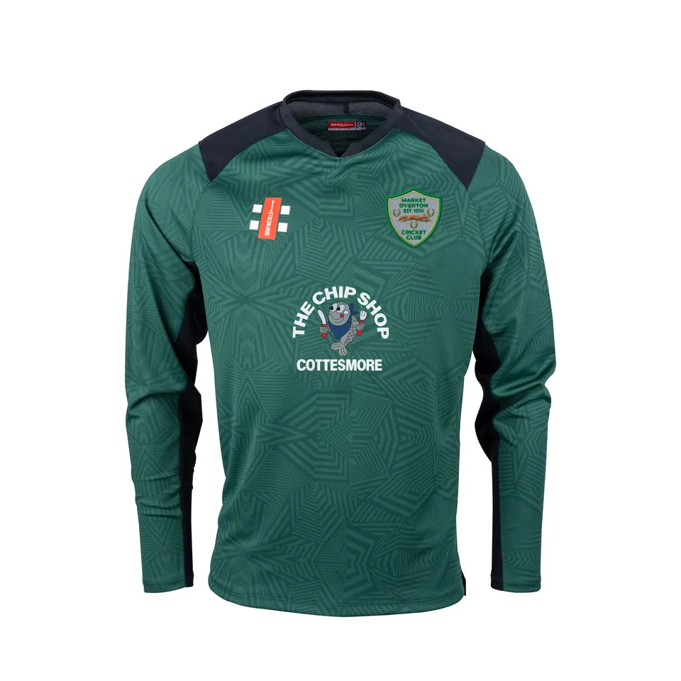 gray-nicolls-market-overton-cc-maglia-match-junior-pro-t20-manica-lunga-verde-ne image 1