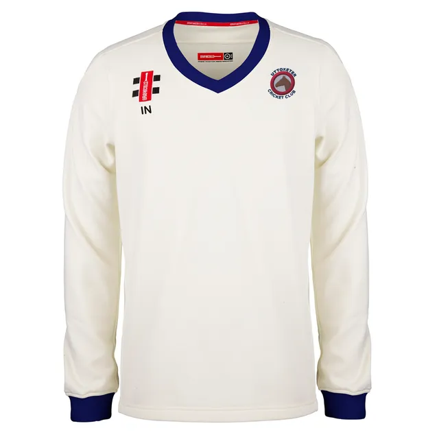 gray-nicolls-pro-perf-maglione-cricket-junior-avorio-navy-uttoxeter-cc image 1