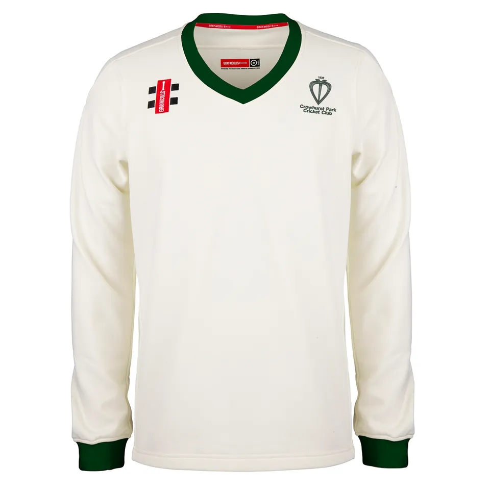 gray-nicolls-crowhurst-park-cc-maglione-match-pro-performance-avorio-verde-bambi image 1