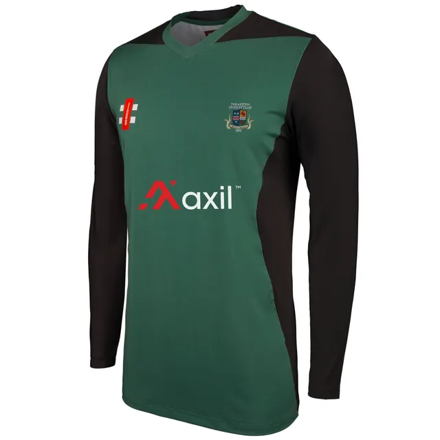 gray-nicolls-thrapston-cc-adult-pro-performance-t2-l-s-verde-nero-maglia-manica- image 1