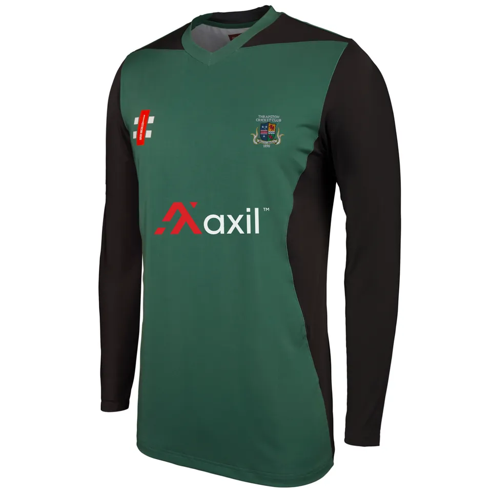 gray-nicolls-thrapston-cc-adult-pro-performance-t2-l-s-verde-nero-maglia-manica- image 1